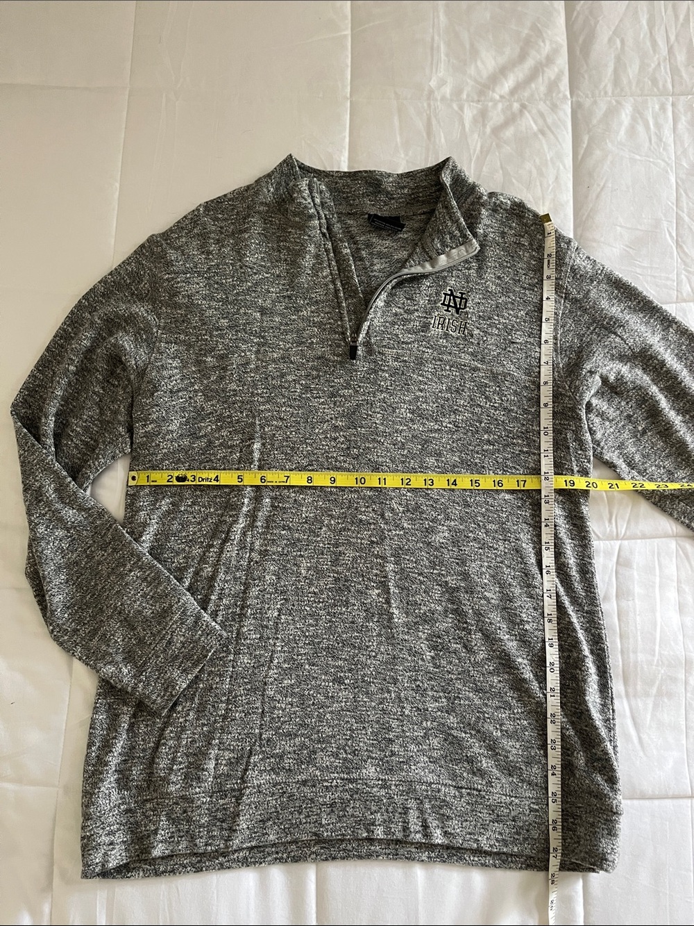 Colosseum Gray Heather Notre Dame Irish Zip Pullover